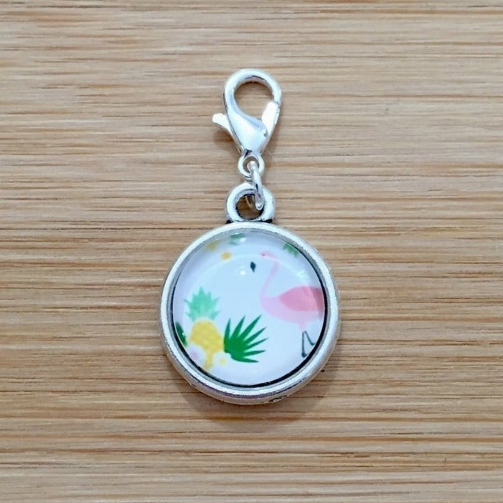 Planner charm Flamingo Glass Cabochon